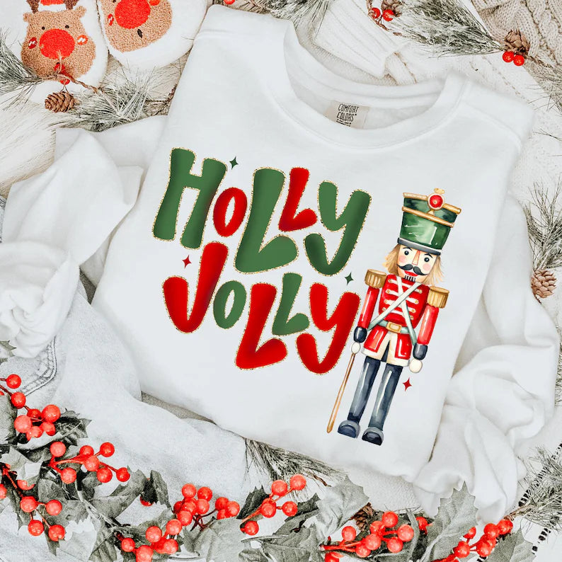 Red and Green Holly Jolly Nutcracker
