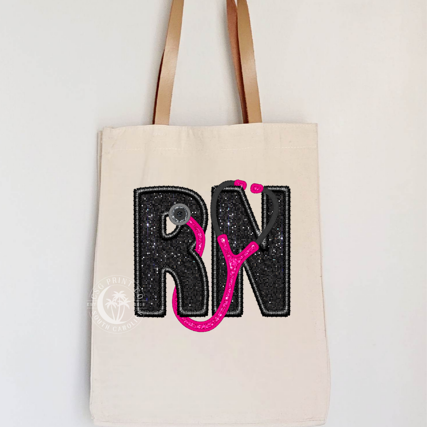 RN Faux Embroidery-Natural Tote
