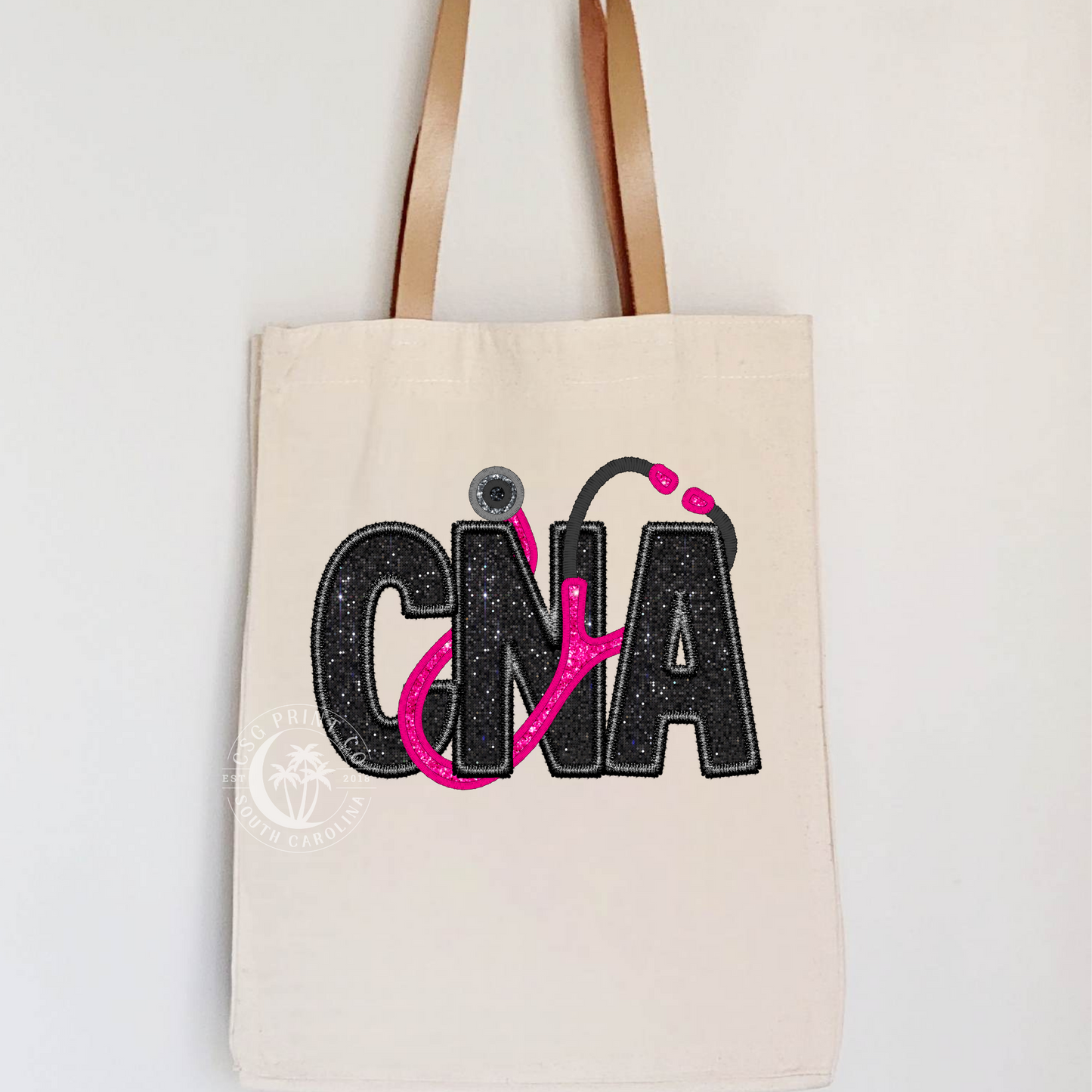 CNA Faux Embroidery-Natural Tote