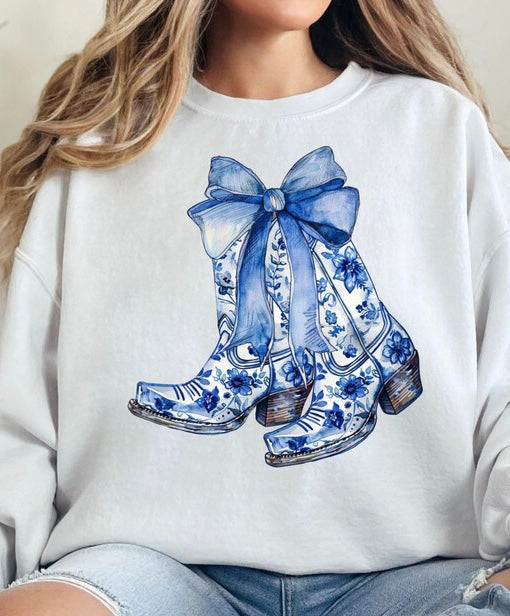 Blue Coquette Boots