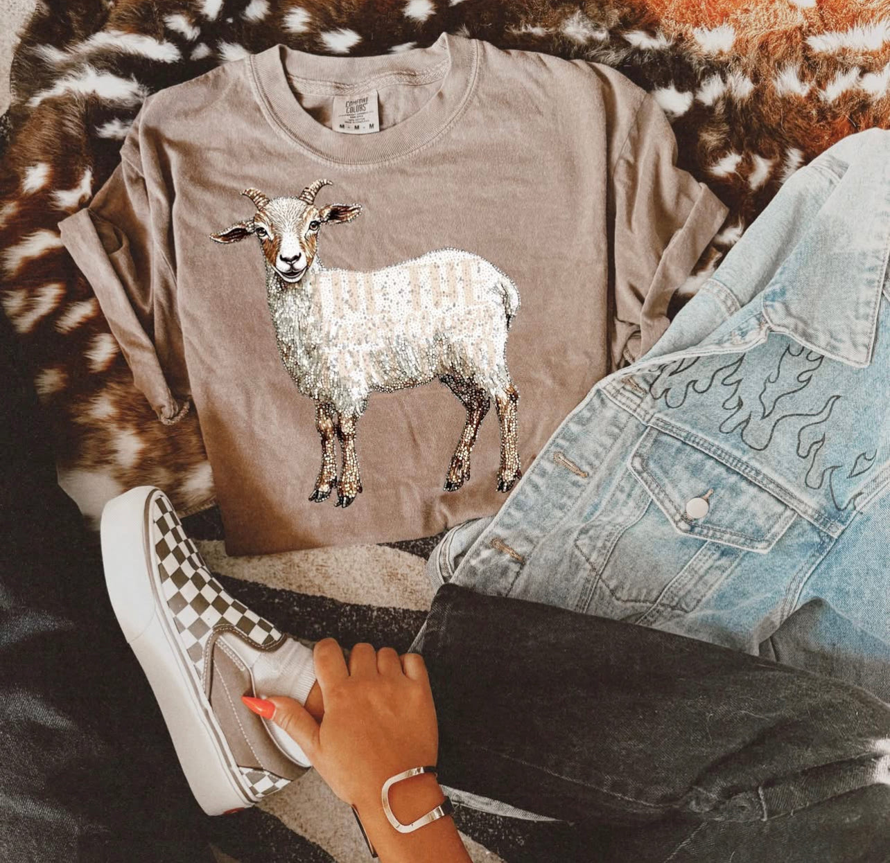 Faux Rhinestone Goat