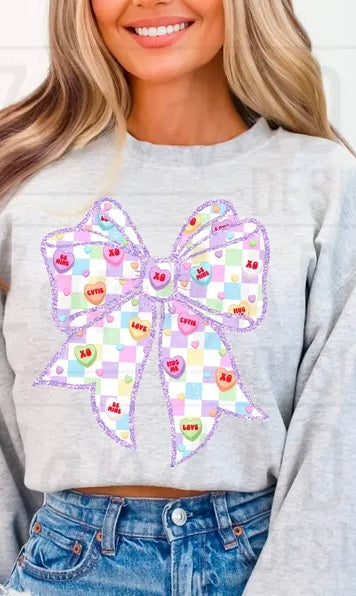 Checkered Purple Valentines Bow