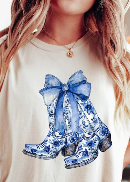 Blue Coquette Boots