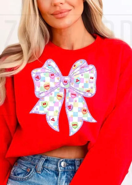 Checkered Purple Valentines Bow