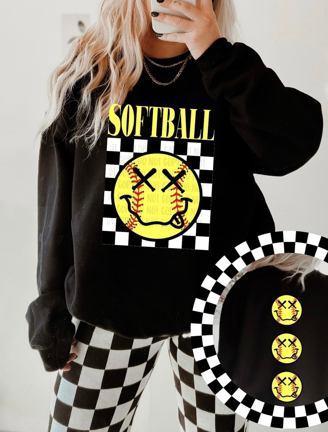 Goofy Smiley Face Softball