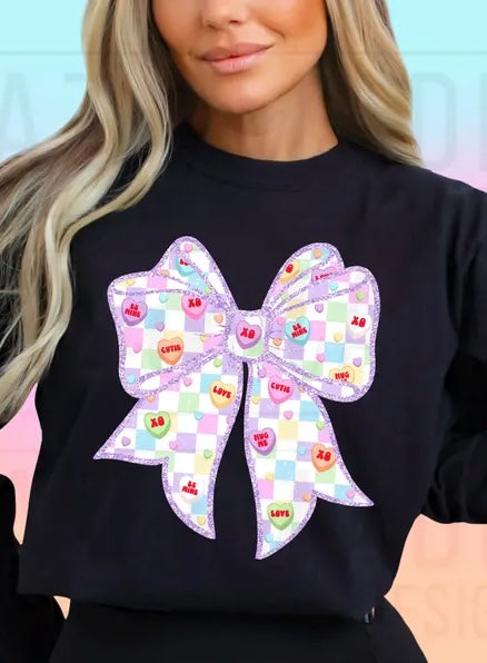 Checkered Purple Valentines Bow