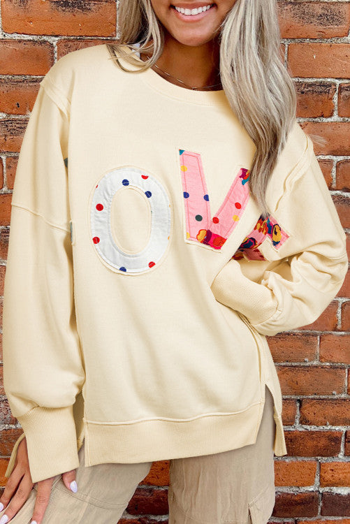 NEW Apricot LOVE PATCH Graphic Oversized Sweatshirt