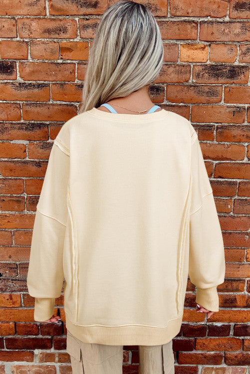 NEW Apricot LOVE PATCH Graphic Oversized Sweatshirt
