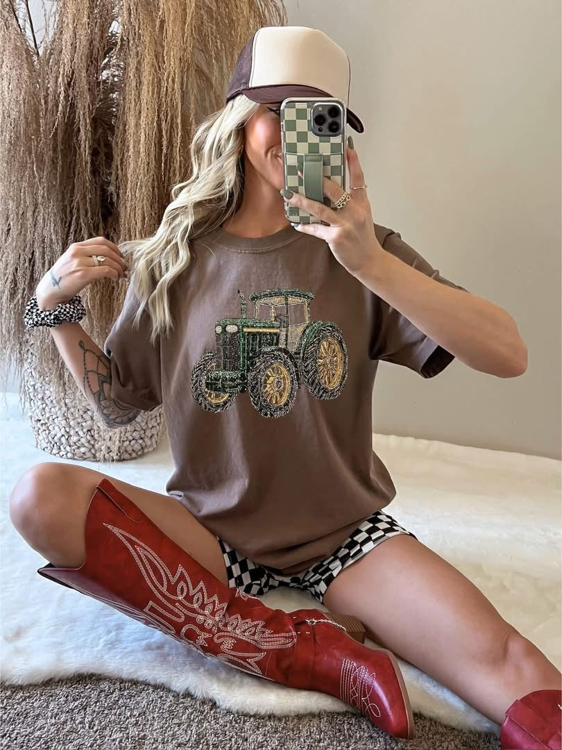 Faux Rhinestone Tractor