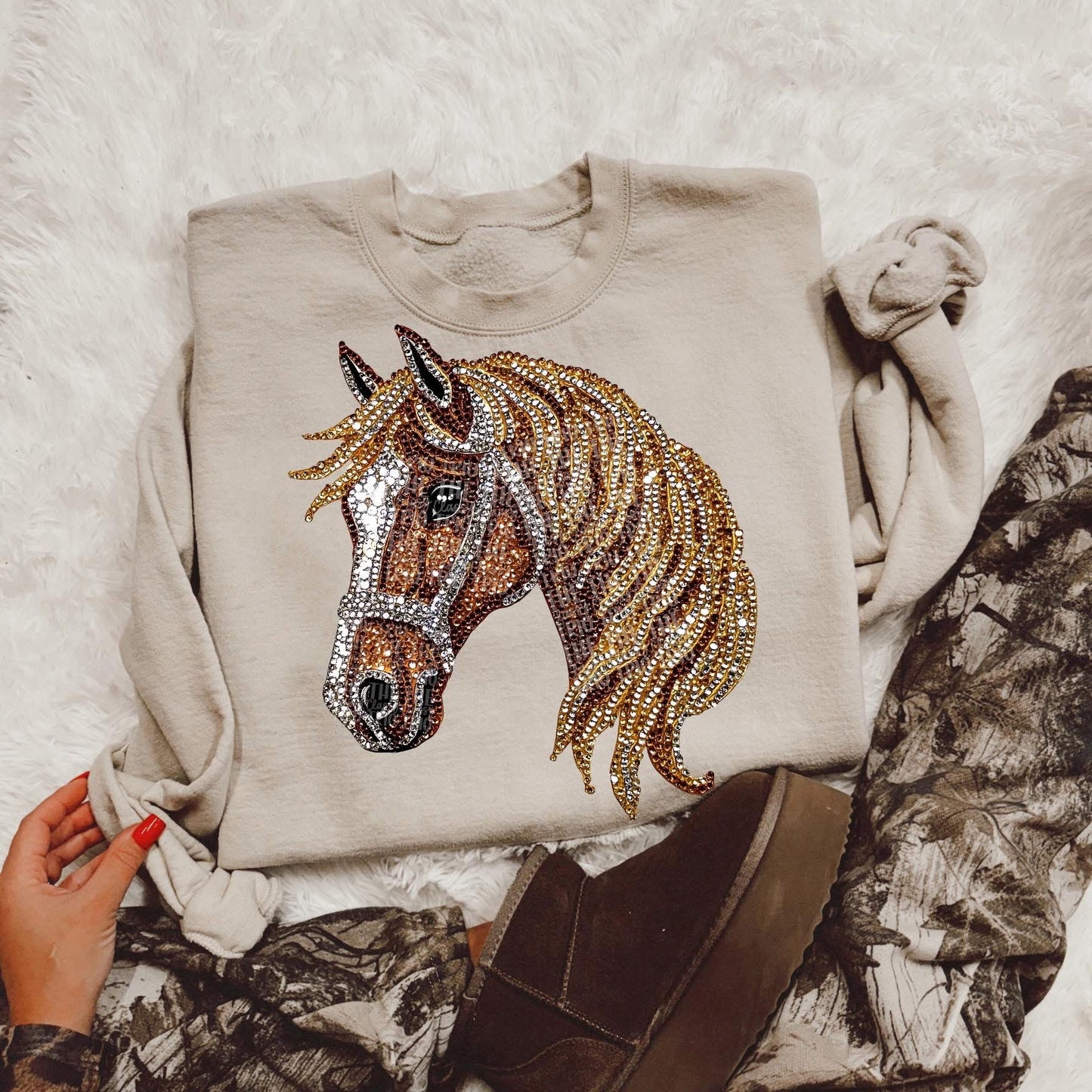 Faux Rhinestone Horse