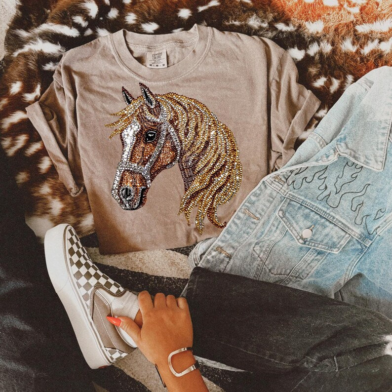Faux Rhinestone Horse