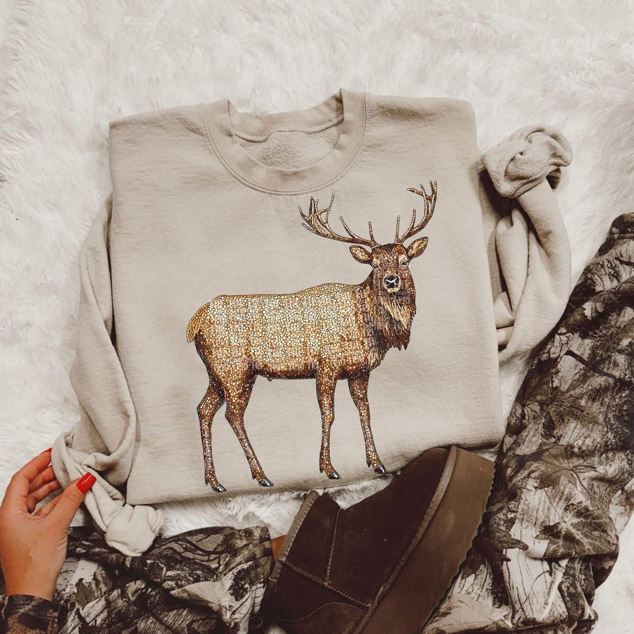 Faux Rhinestone Elk