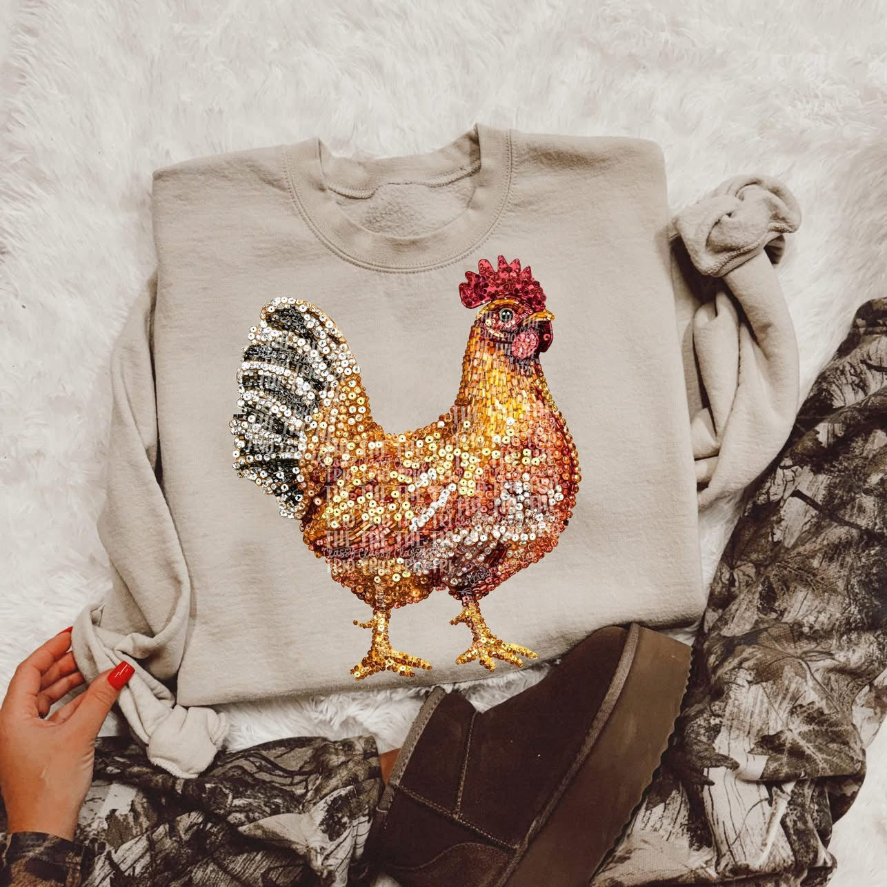 Youth Faux Rhinestone Tan Rooster