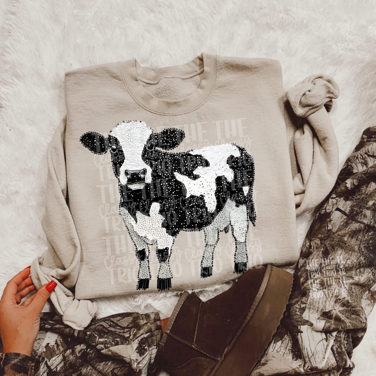 Youth Faux Rhinestone Cow Body