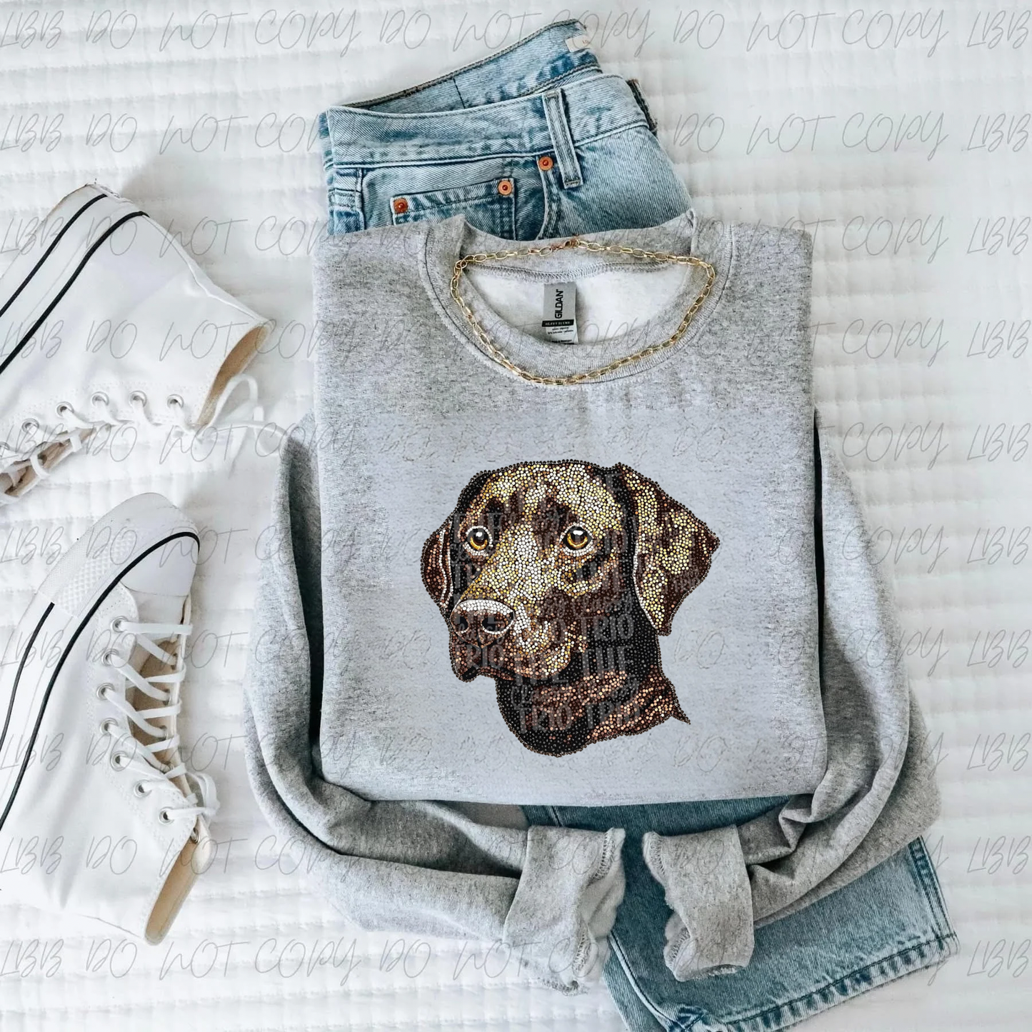 Faux Rhinestone Brown Lab