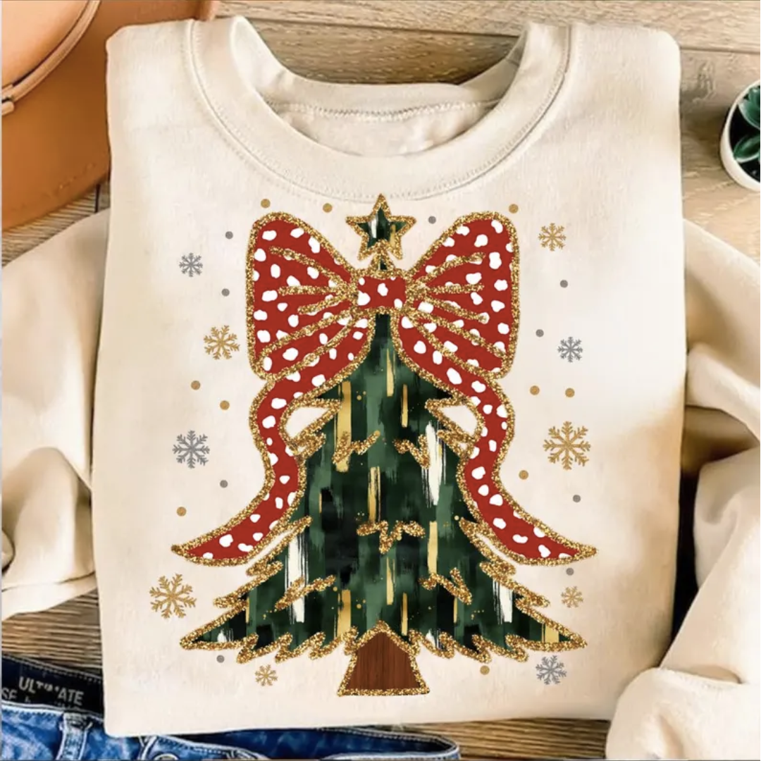 Faux Glitter Bow Tree