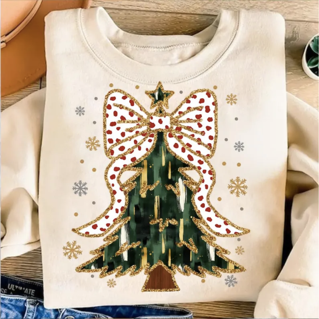Faux Glitter Bow Tree
