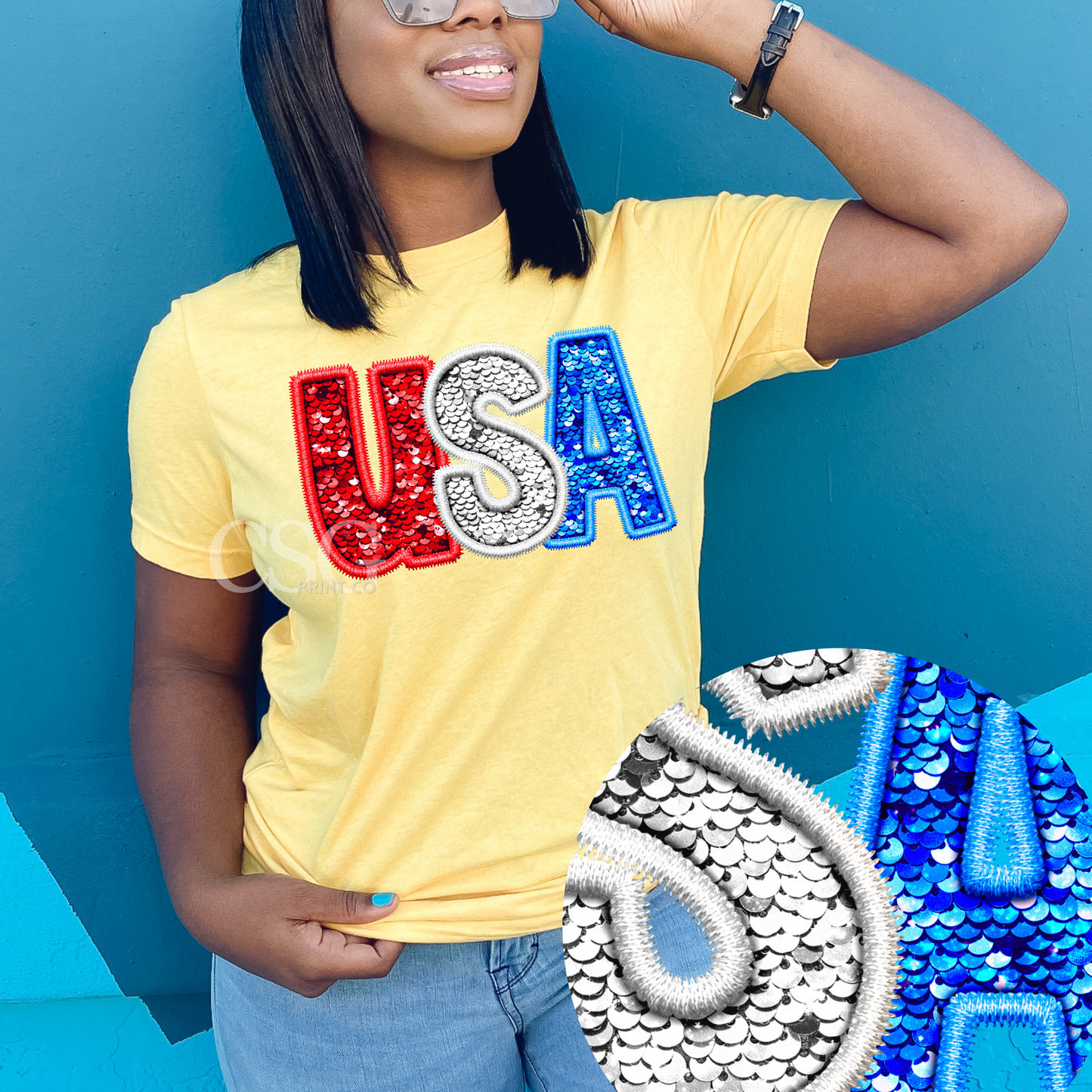USA SEQUIN ALPHAS-Adult-Faux Sequins