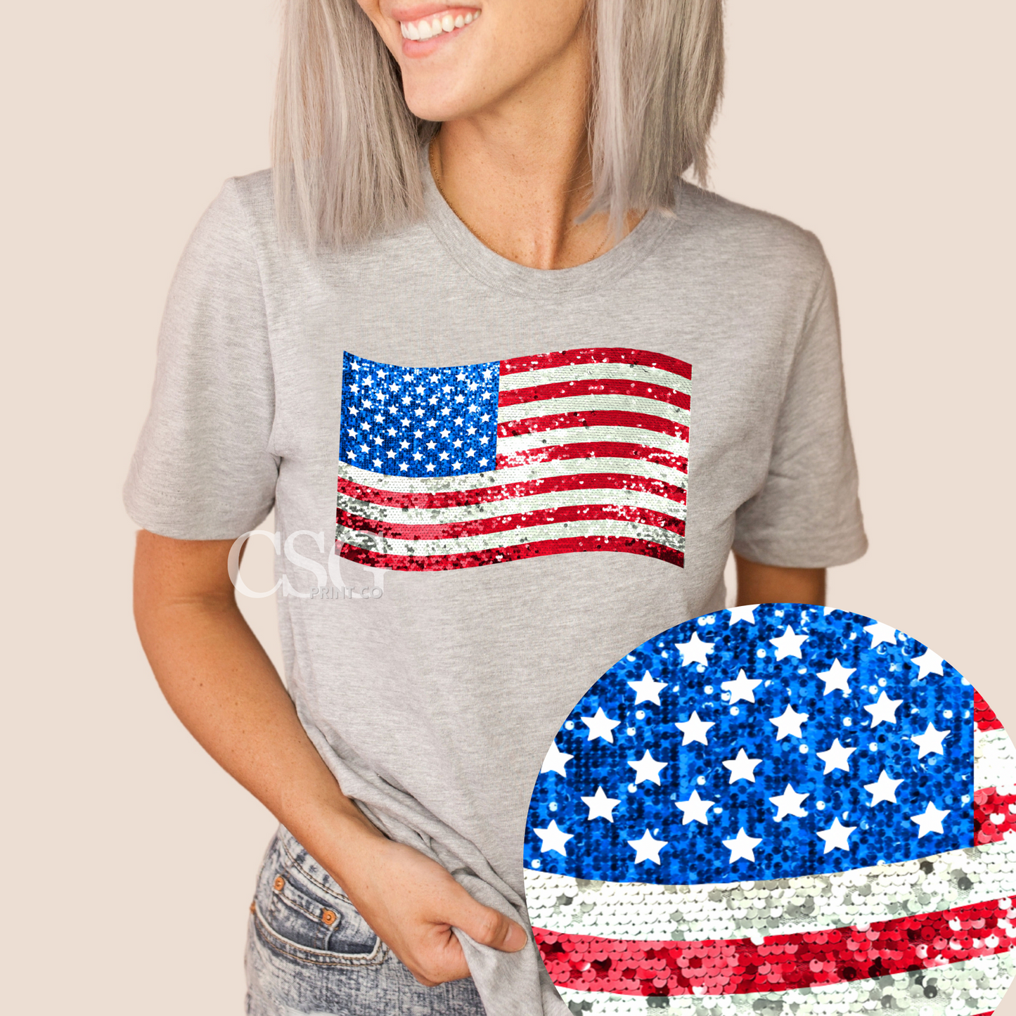 Faux Sequin Flag-Adult-Faux Sequins