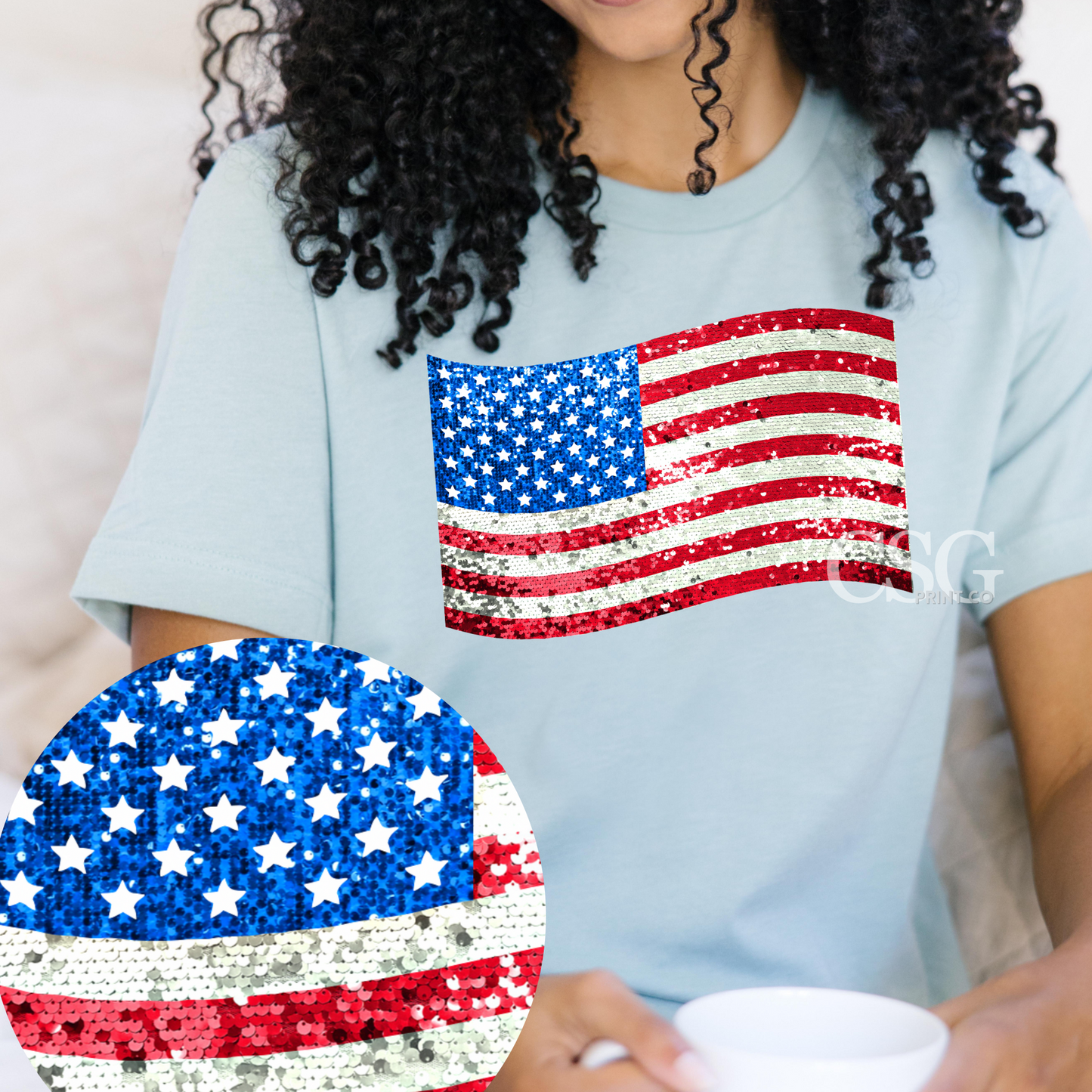 Faux Sequin Flag-Adult-Faux Sequins