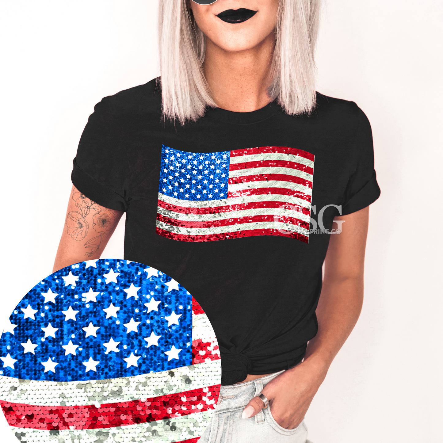 Faux Sequin Flag-Adult-Faux Sequins
