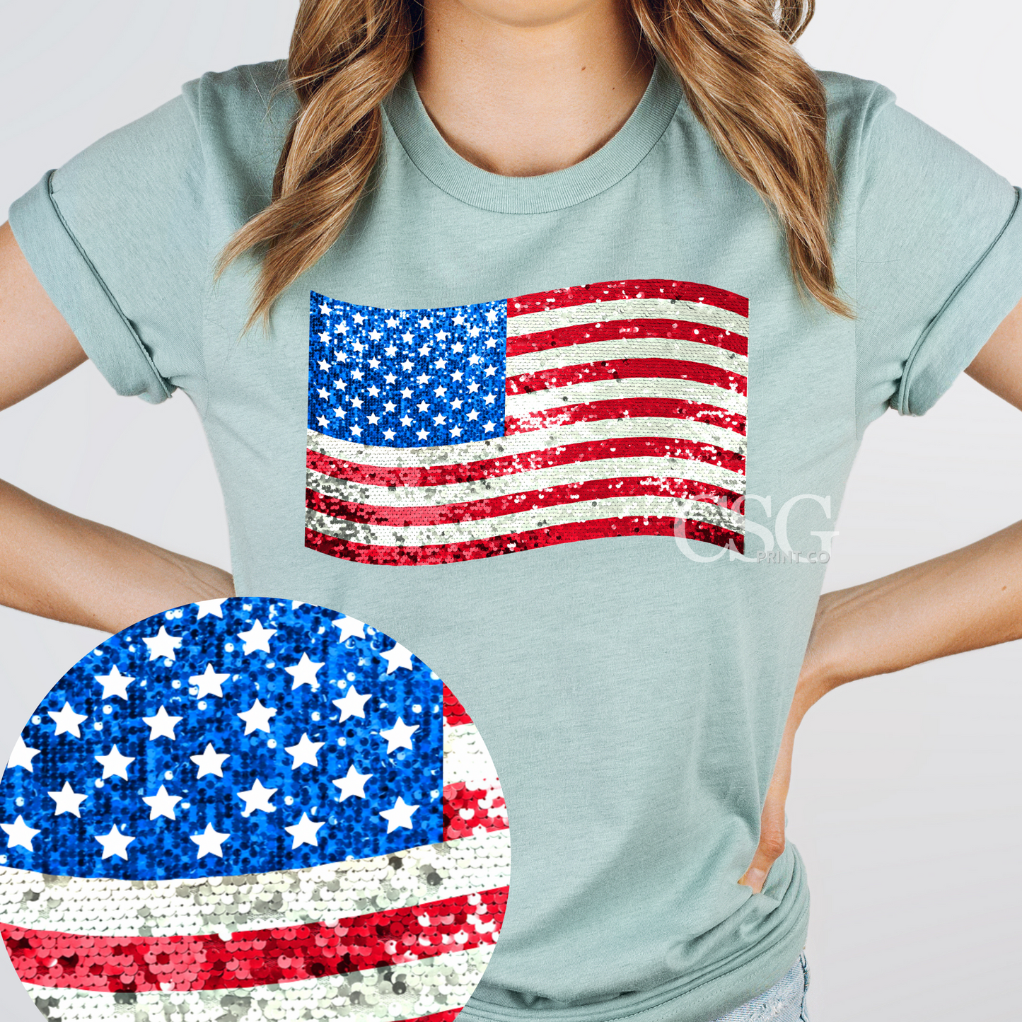Faux Sequin Flag-Adult-Faux Sequins