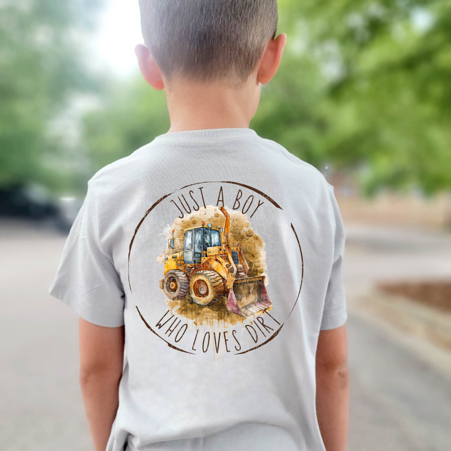 Just a Boy Who Loves Dirt-Kids Pocket & Back