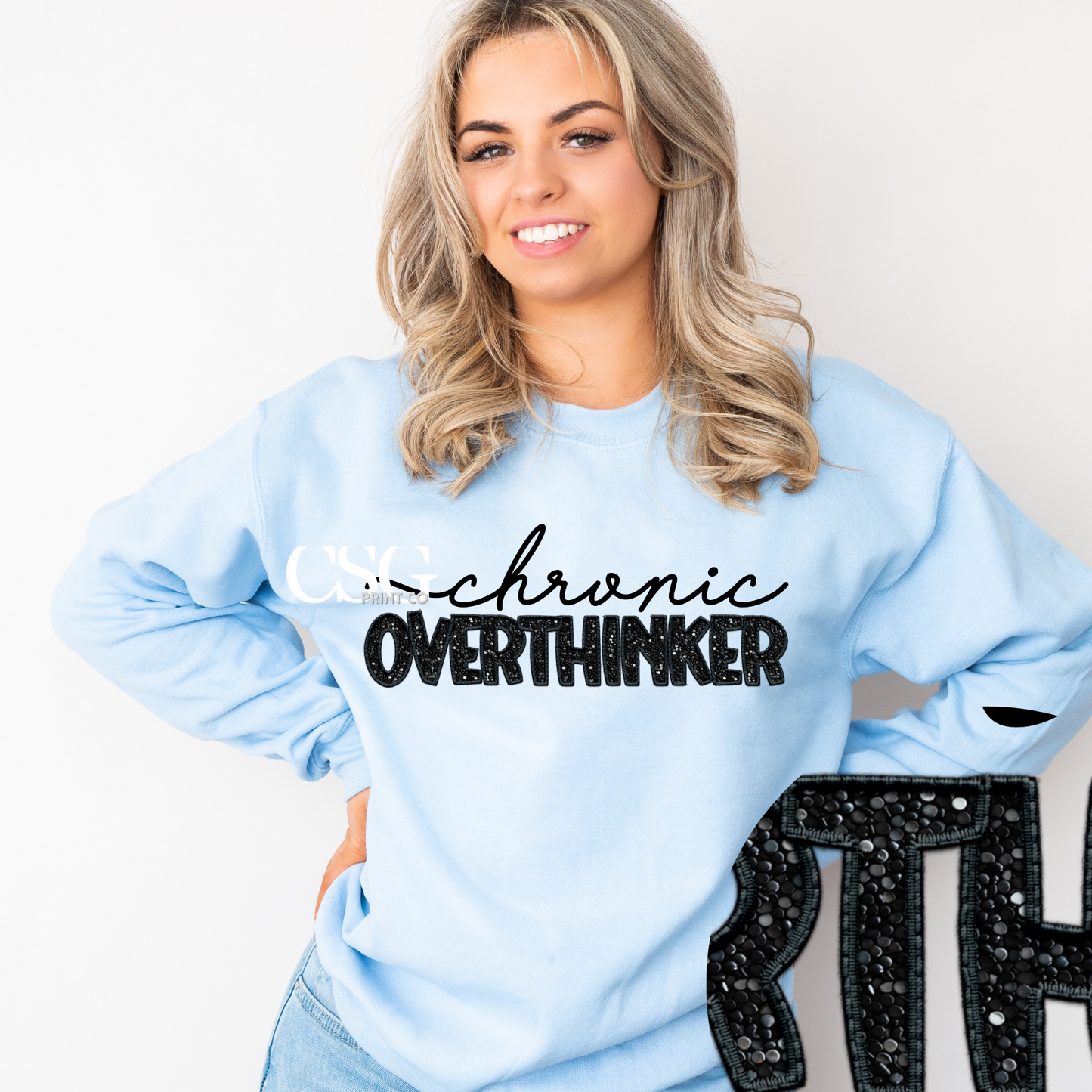 Chronic Overthinker-Faux Sequins-Sweatshirt
