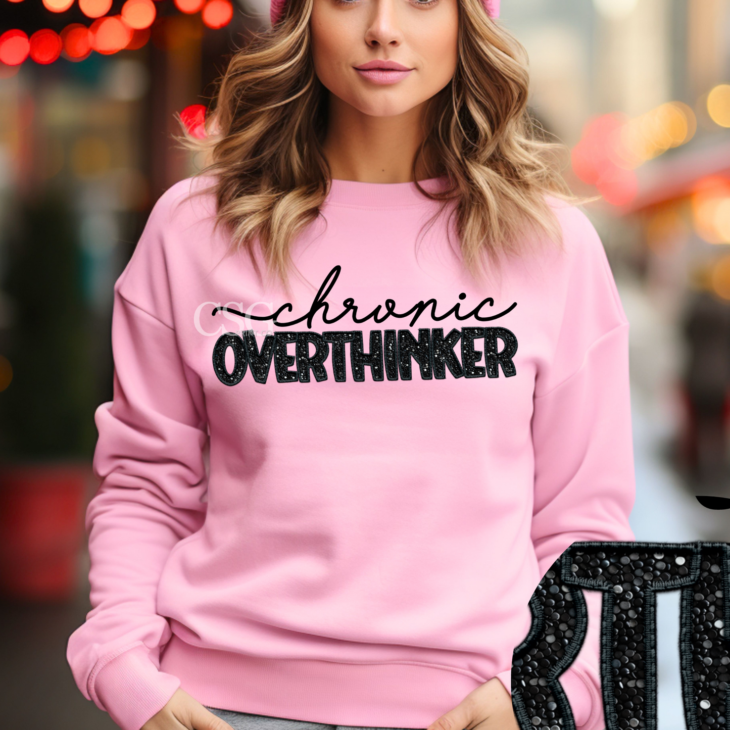 Chronic Overthinker-Faux Sequins-Sweatshirt
