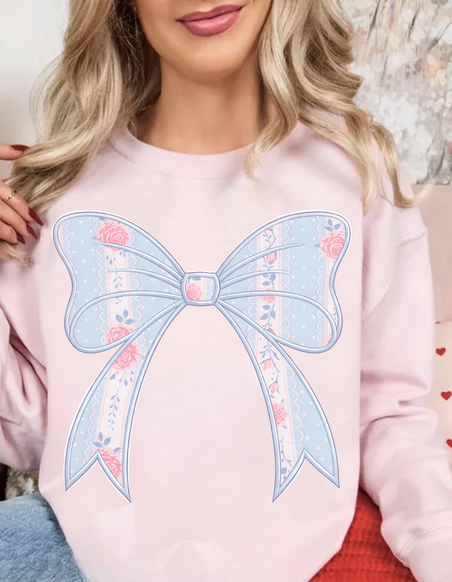 Faux Embroidered Vintage Bow