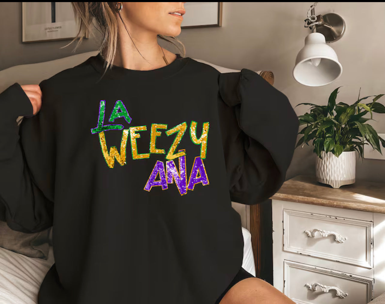 Faux Sequins LA-WEEZY-ANA words