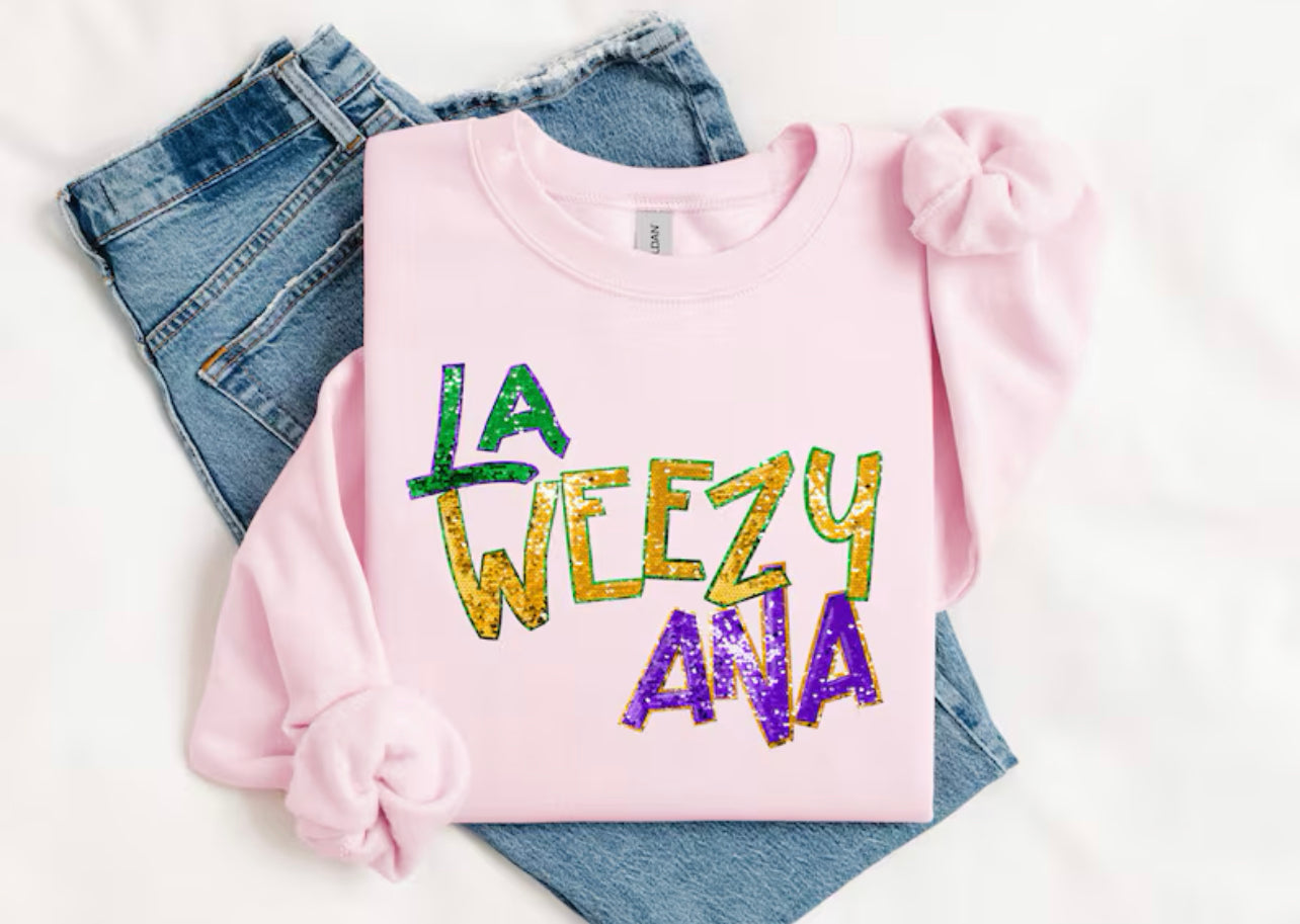 Faux Sequins LA-WEEZY-ANA words