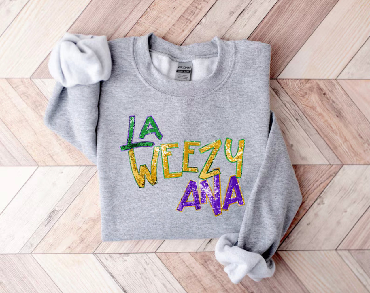 Faux Sequins LA-WEEZY-ANA words