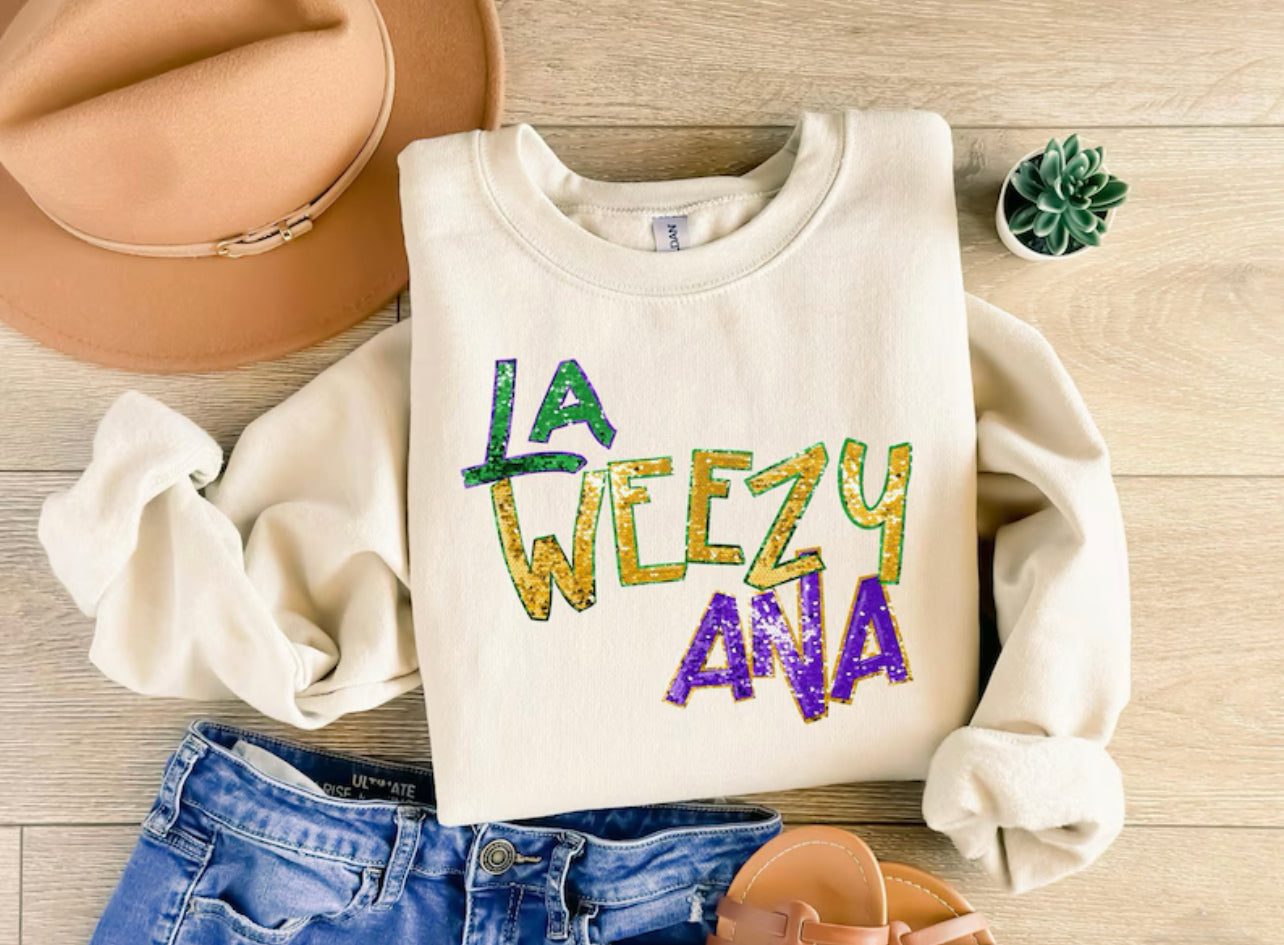 Faux Sequins LA-WEEZY-ANA words