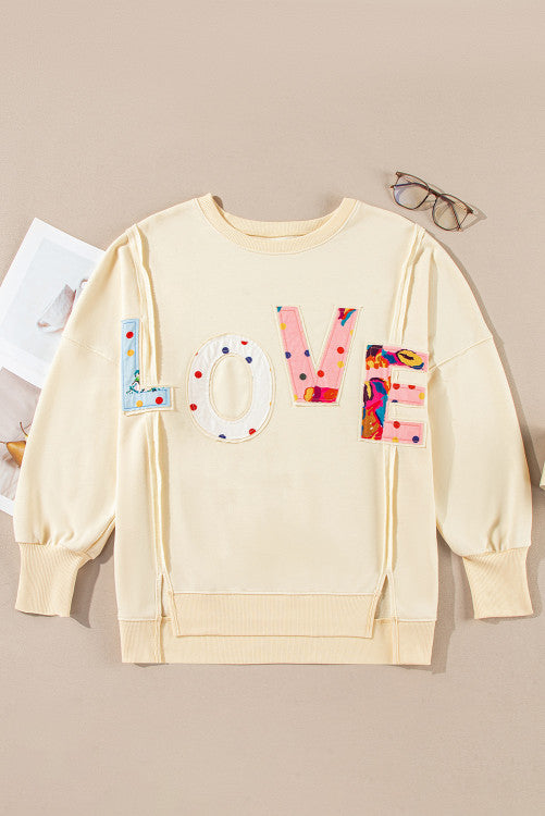 NEW Apricot LOVE PATCH Graphic Oversized Sweatshirt