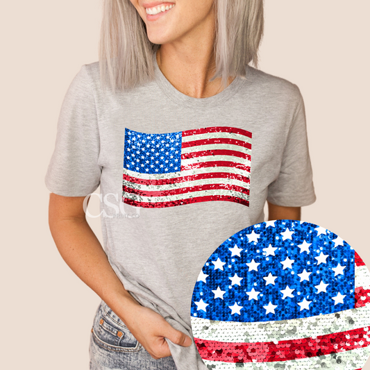 Faux Sequin Flag-Adult-Faux Sequins