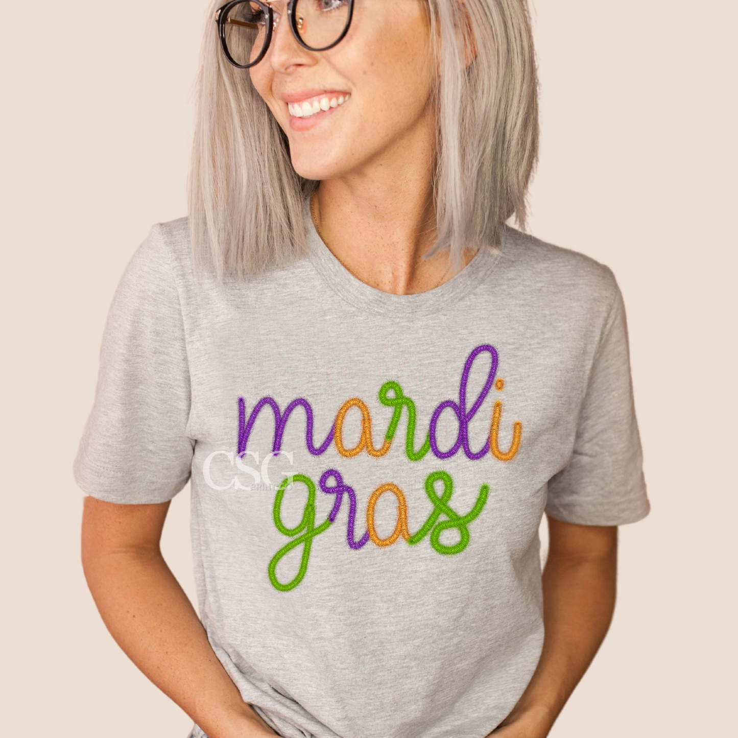 Mardi Gras-Faux Tinsel Tee