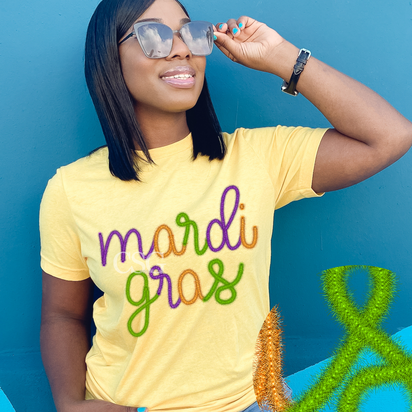 Mardi Gras-Faux Tinsel Tee