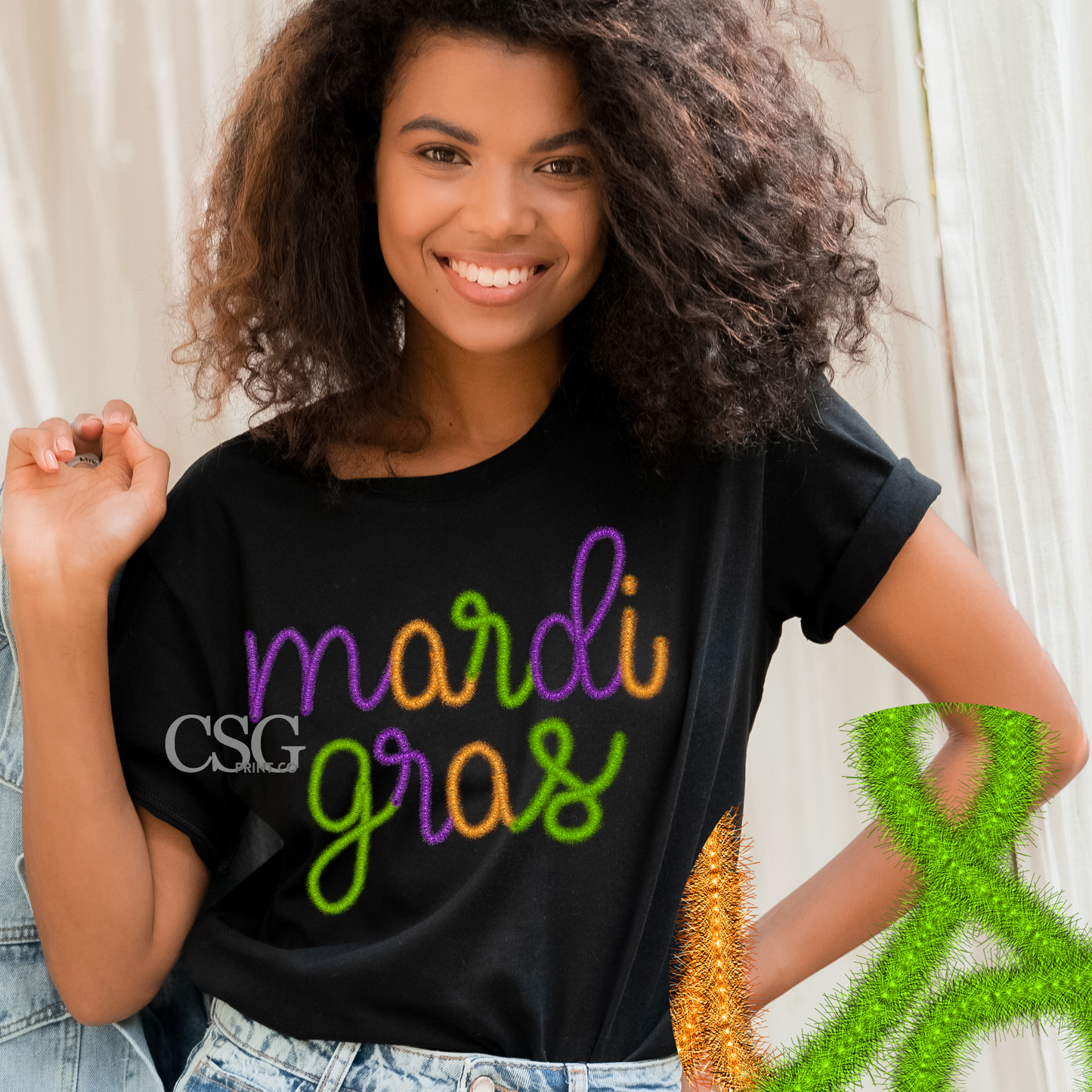 Mardi Gras-Faux Tinsel Tee