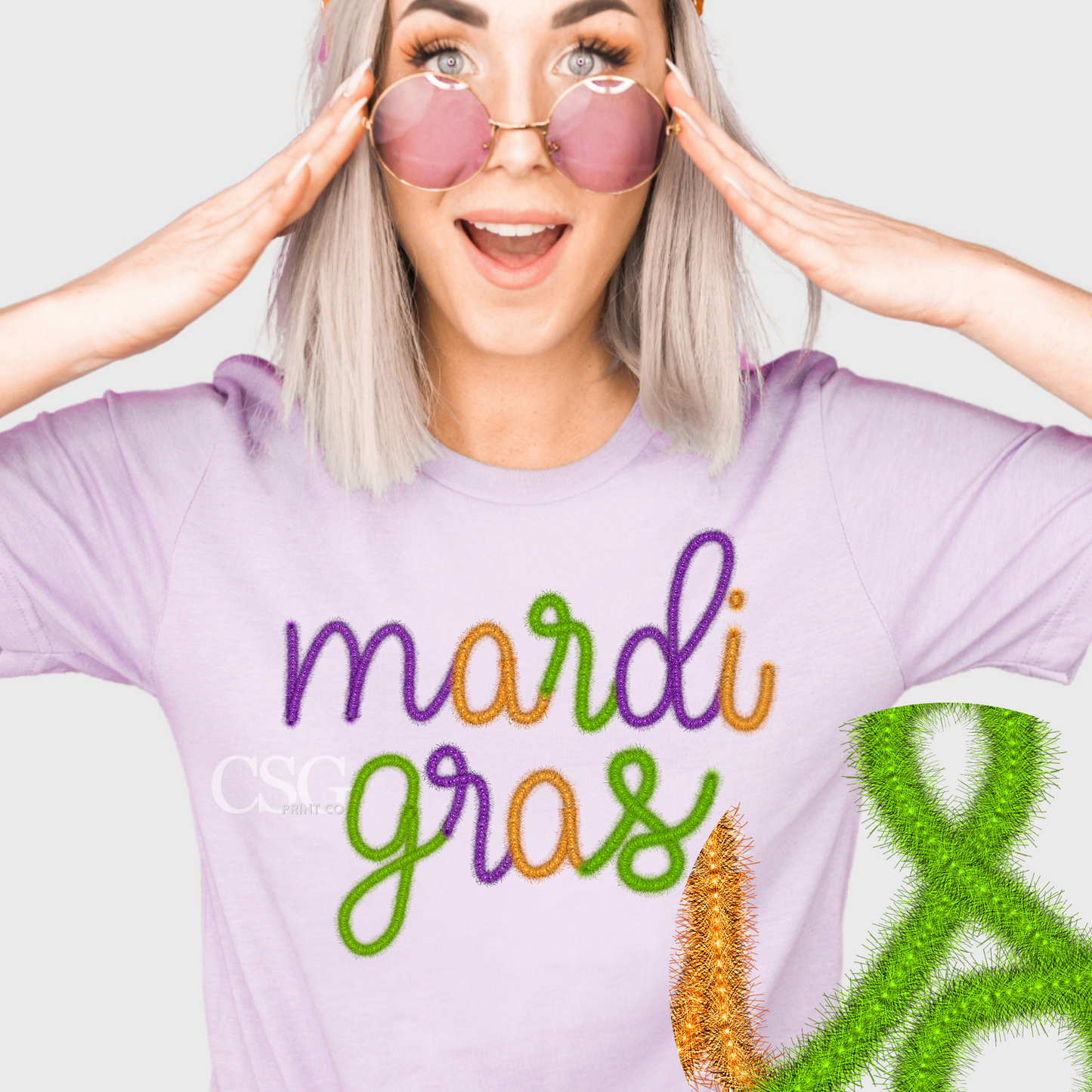 Mardi Gras-Faux Tinsel Tee