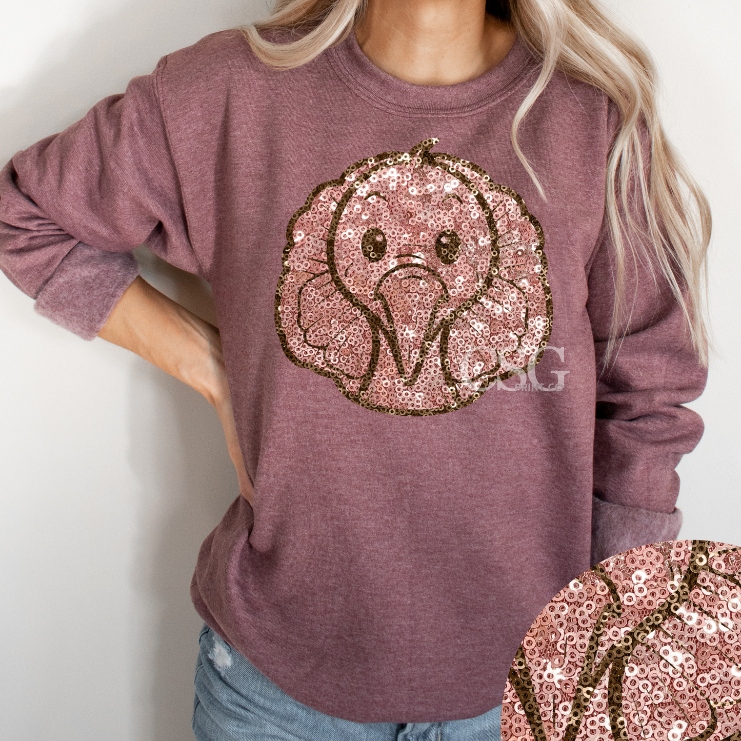 Sweatshirt Faux Sequin Turkey