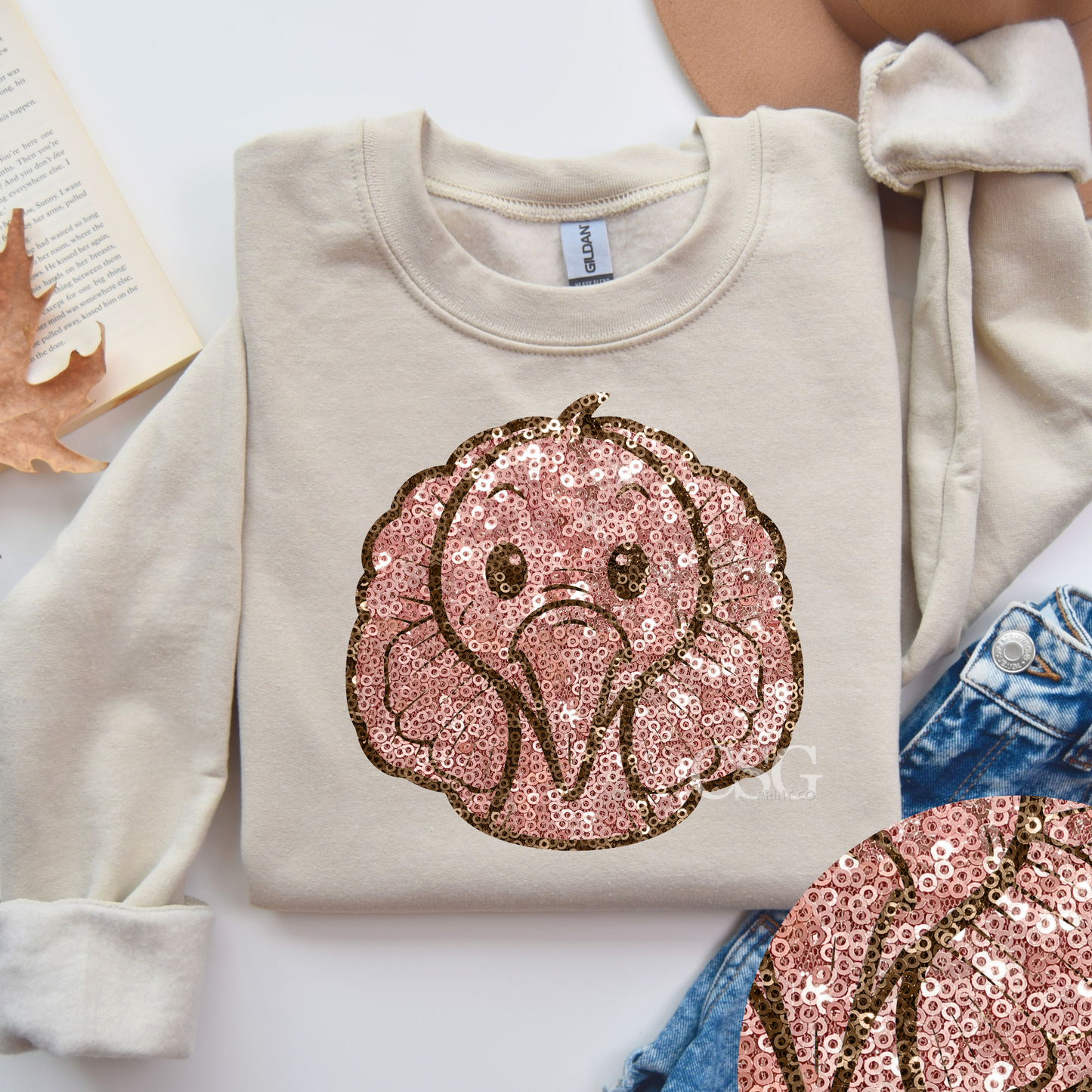 Sweatshirt Faux Sequin Turkey