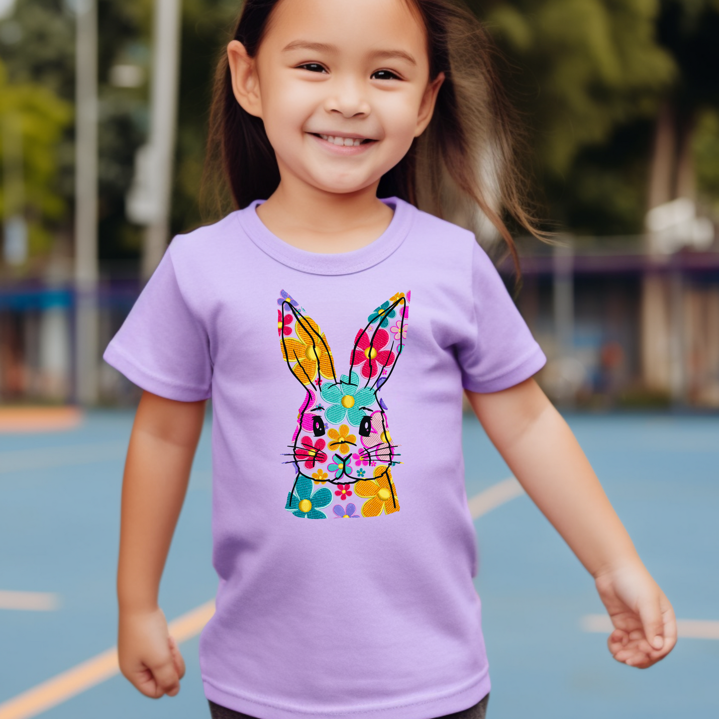 Floral Bunny Faux Embroidery-KIDS