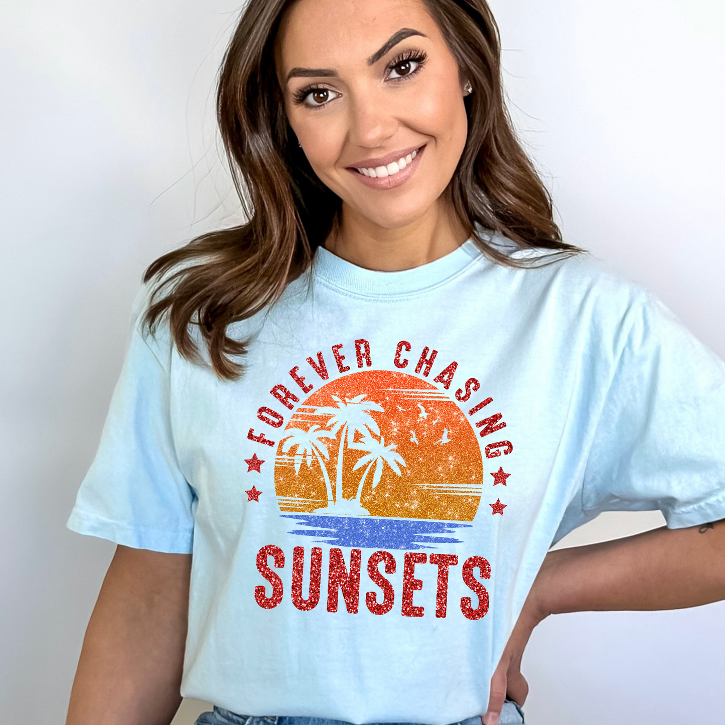 Forever Chasing Sunsets-Faux Glitter