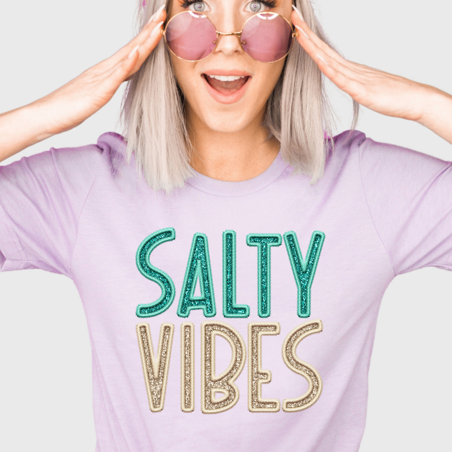 Salty Vibes-Faux Glitter/Embroidery