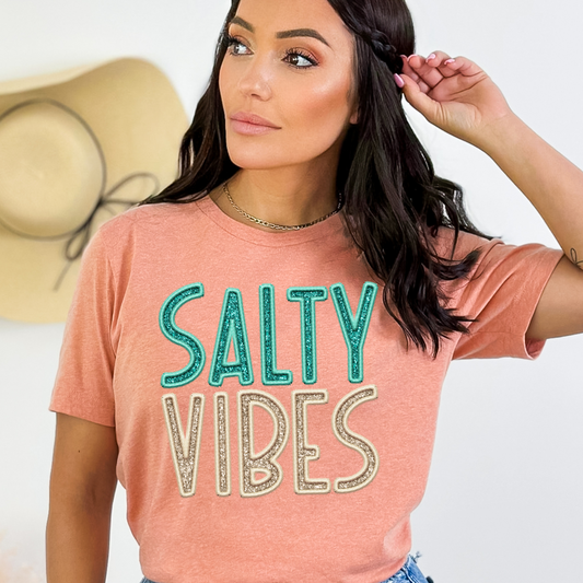 Salty Vibes-Faux Glitter/Embroidery