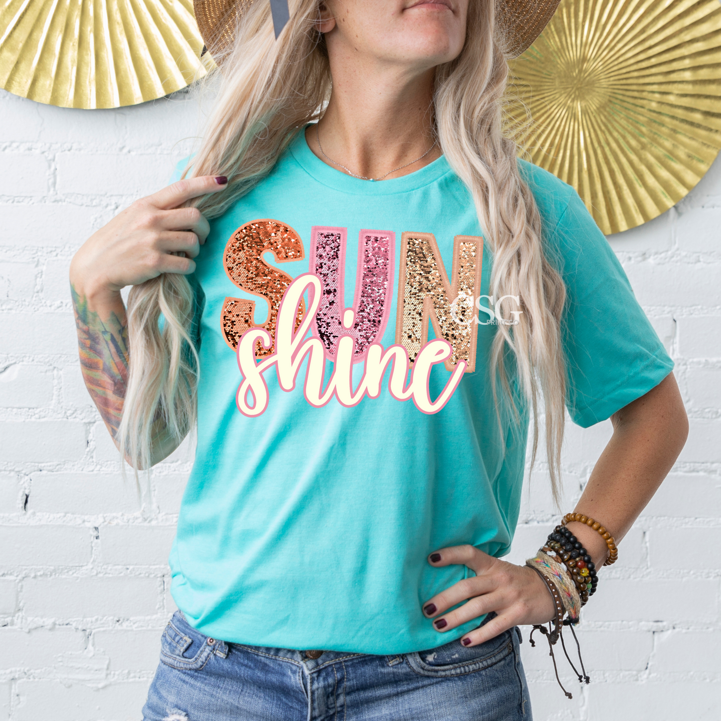 SUN Shine-Faux Sequins/Embroidery