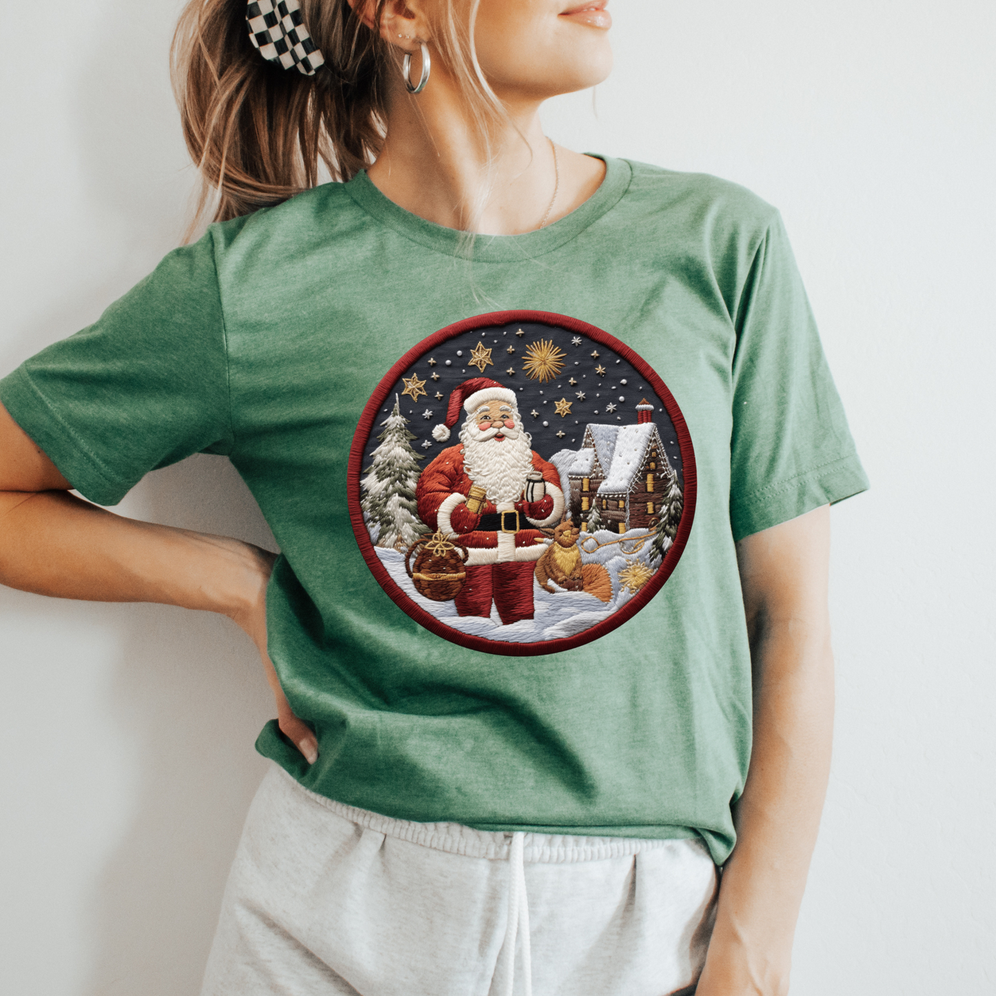 Santa Scene-Faux Embroidery